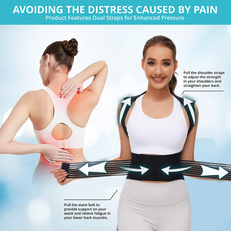 MAGNETIC POSTURE CORRECTOR BAD BACK LUMBAR SHOULDER SUPPORT BELT BRACE MEN WOMEN