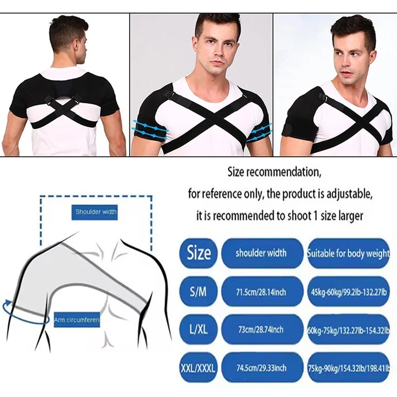 Double Shoulder Brace Adjustable Support Compression Strap Sports Posture Belt
