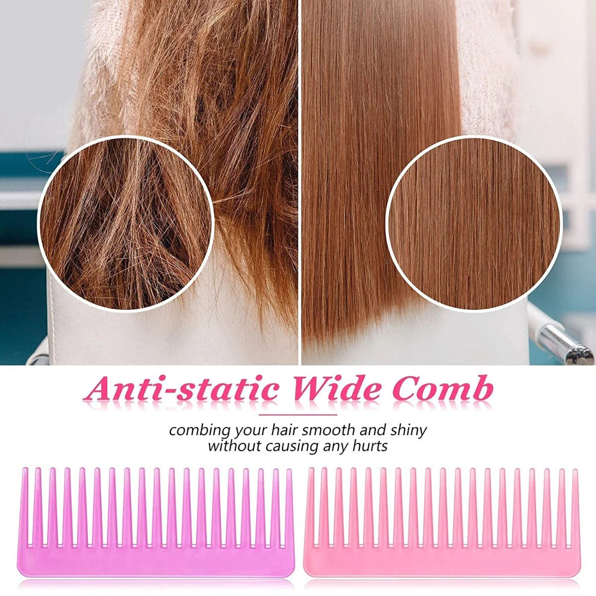 Wide 19 Tooth Detangling Comb, Portable for Daily Use (Gold)
