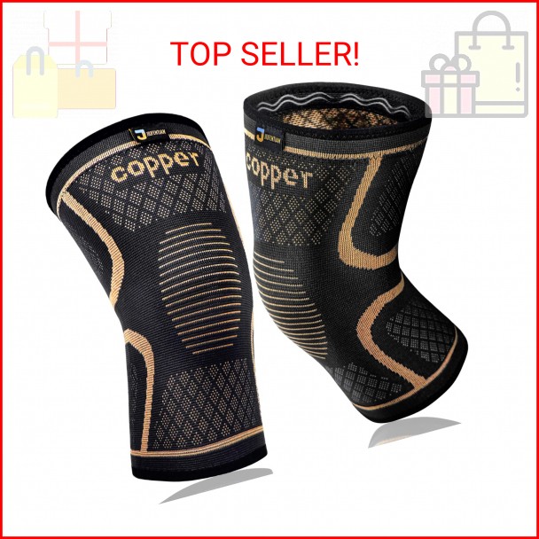 Copper Knee Brace for Men and Women (2 Pack, 3X-Large) Knee Support