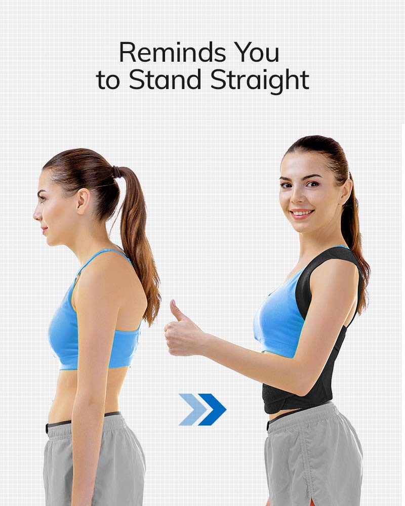 AEVO Compact Posture Corrector for Men and Women, Large (Pack of 1), Black