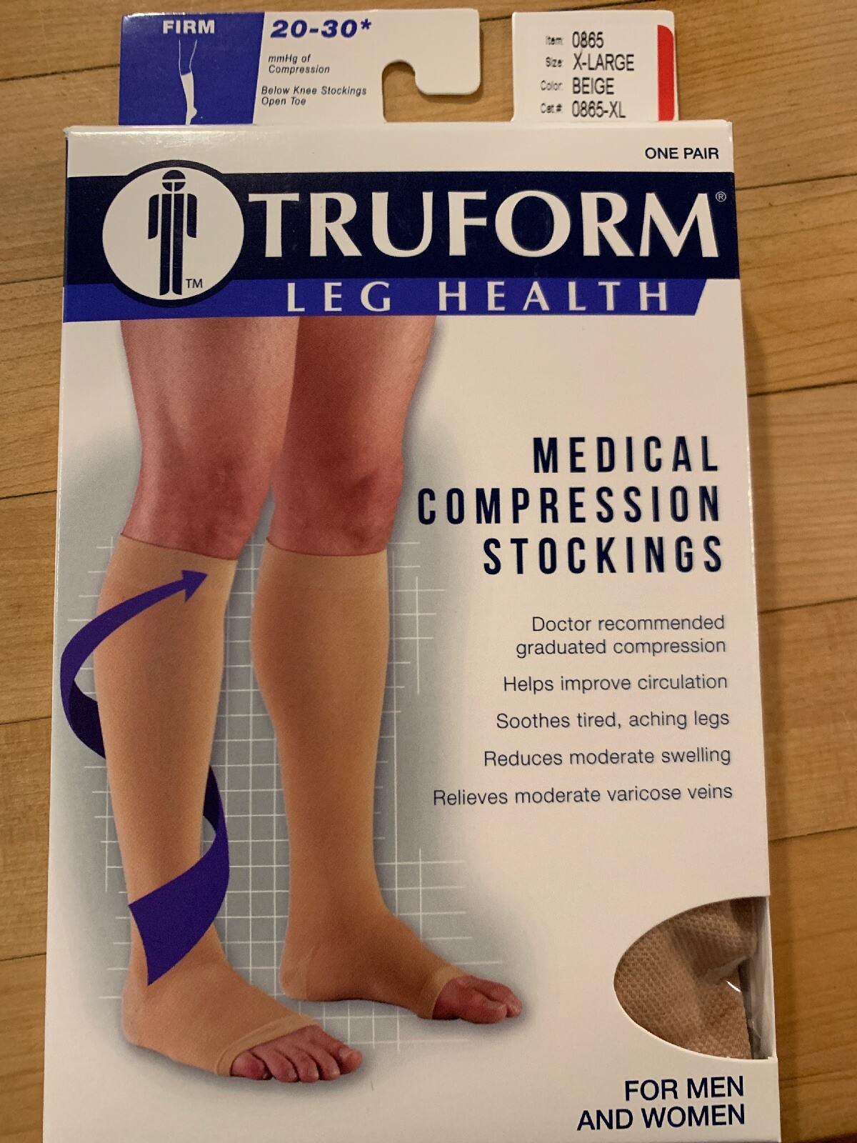 Truform compression below knee stockings socks open & closed Toe beige or black