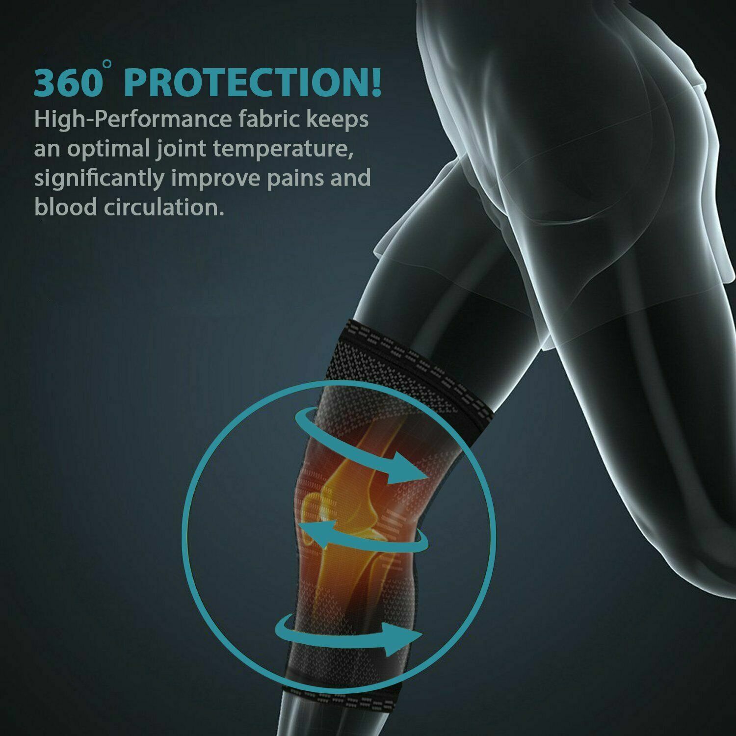 Knee Compression Brace Sleeve Support Sport Joint Injury Pain Relief Arthritis