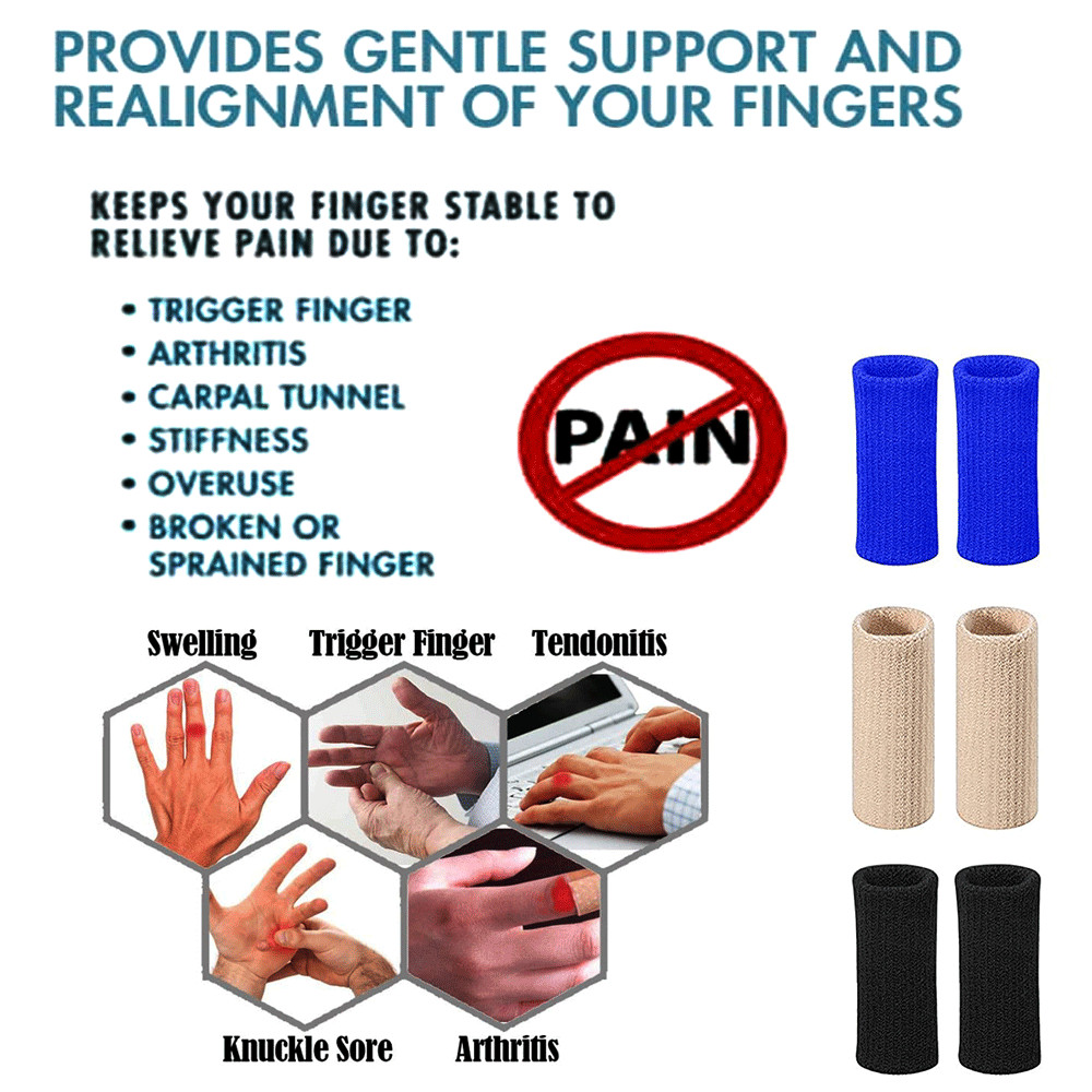 10pcs Finger SplintTrigger Finger Brace Sleeves Pain Relief Sport Injury Support