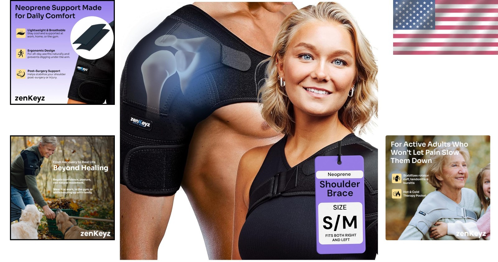 Adjustable Rotator Cuff Support – Ice/Heat Pocket