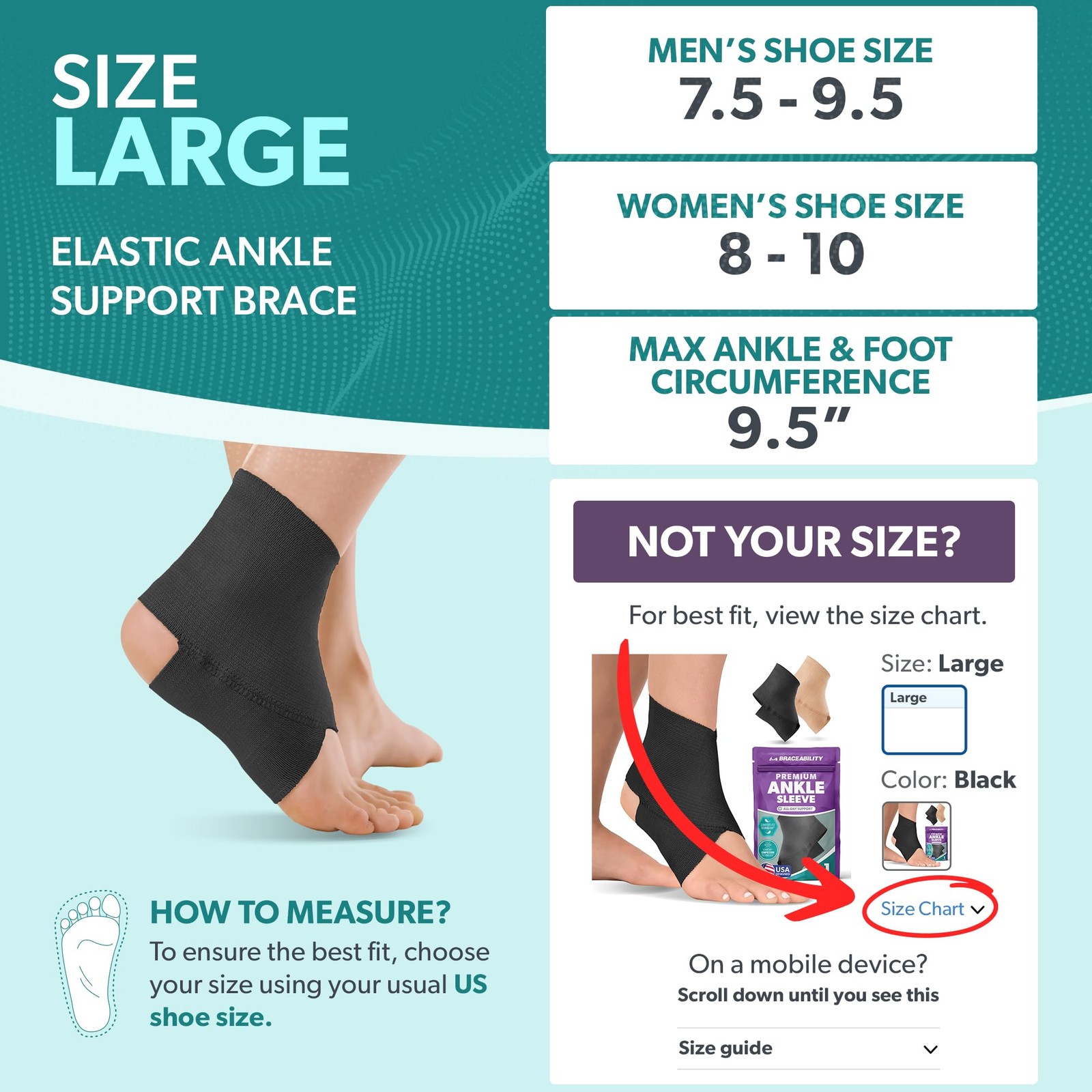 Elastic Ankle Support Brace – Lightweight Slip on Foot and Ankle Compression …