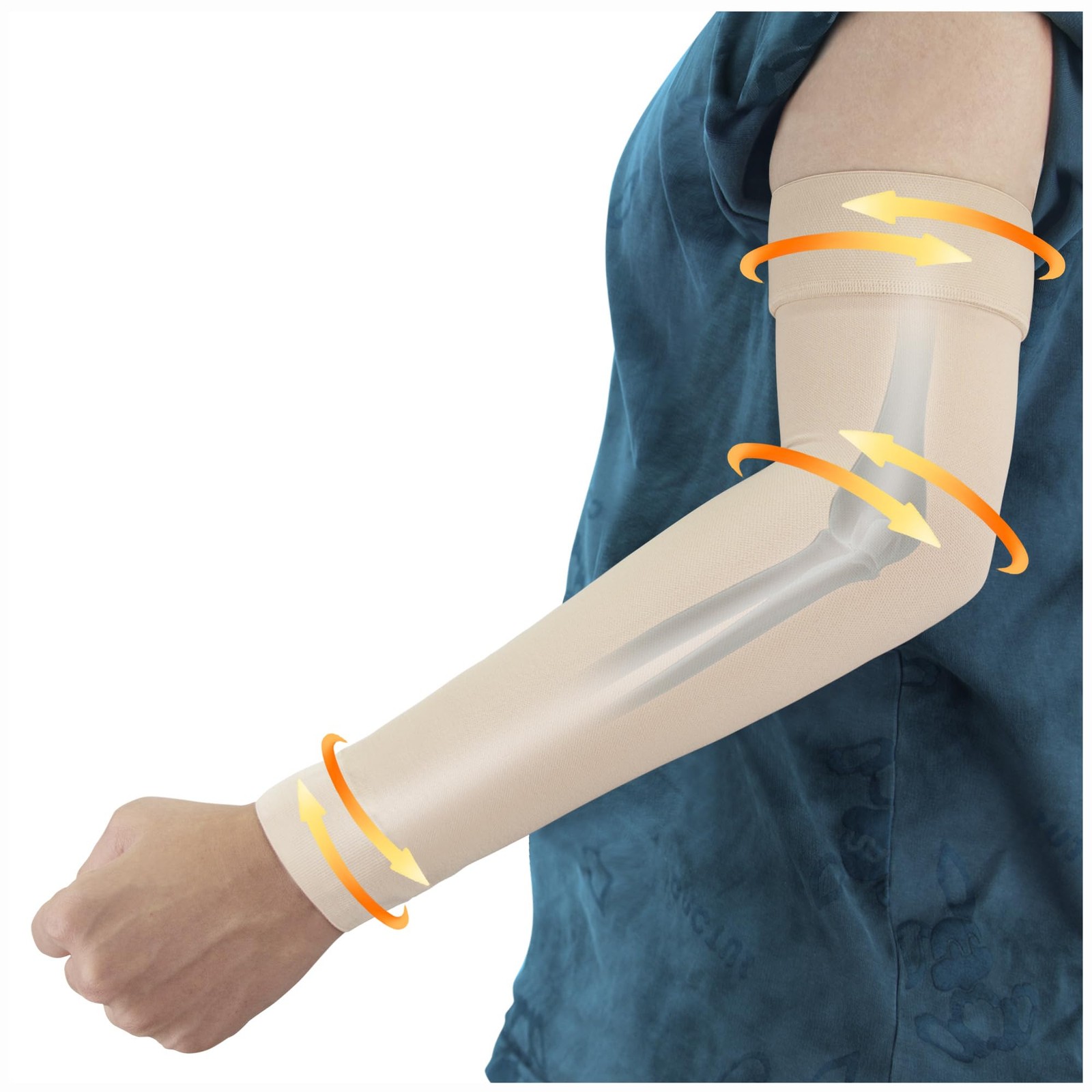 Hiball Lymphedema Medical Compression Arm Sleeve for X-Large, Beige (Single)