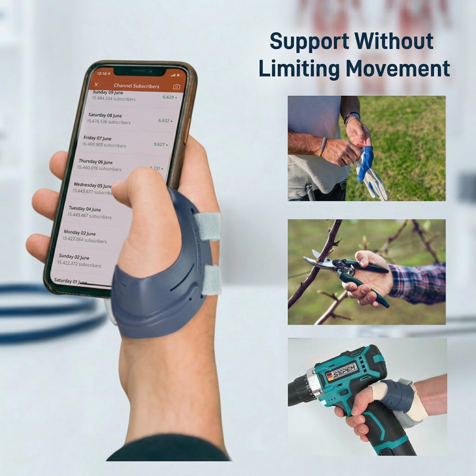 Thumb Arthritis Brace for CMC Joint Pain Relief, Stabilizing Support for Tendoni