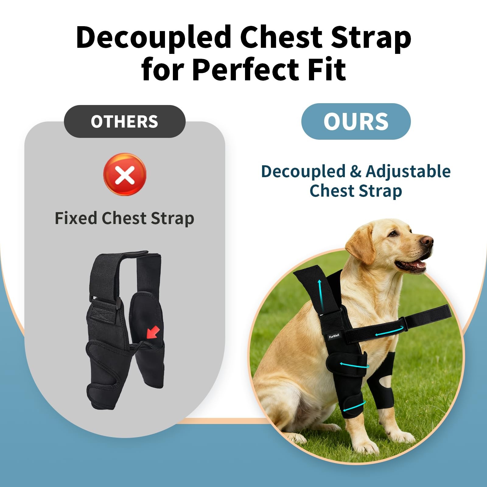 FurWell Dog Elbow Brace M Left Leg Black