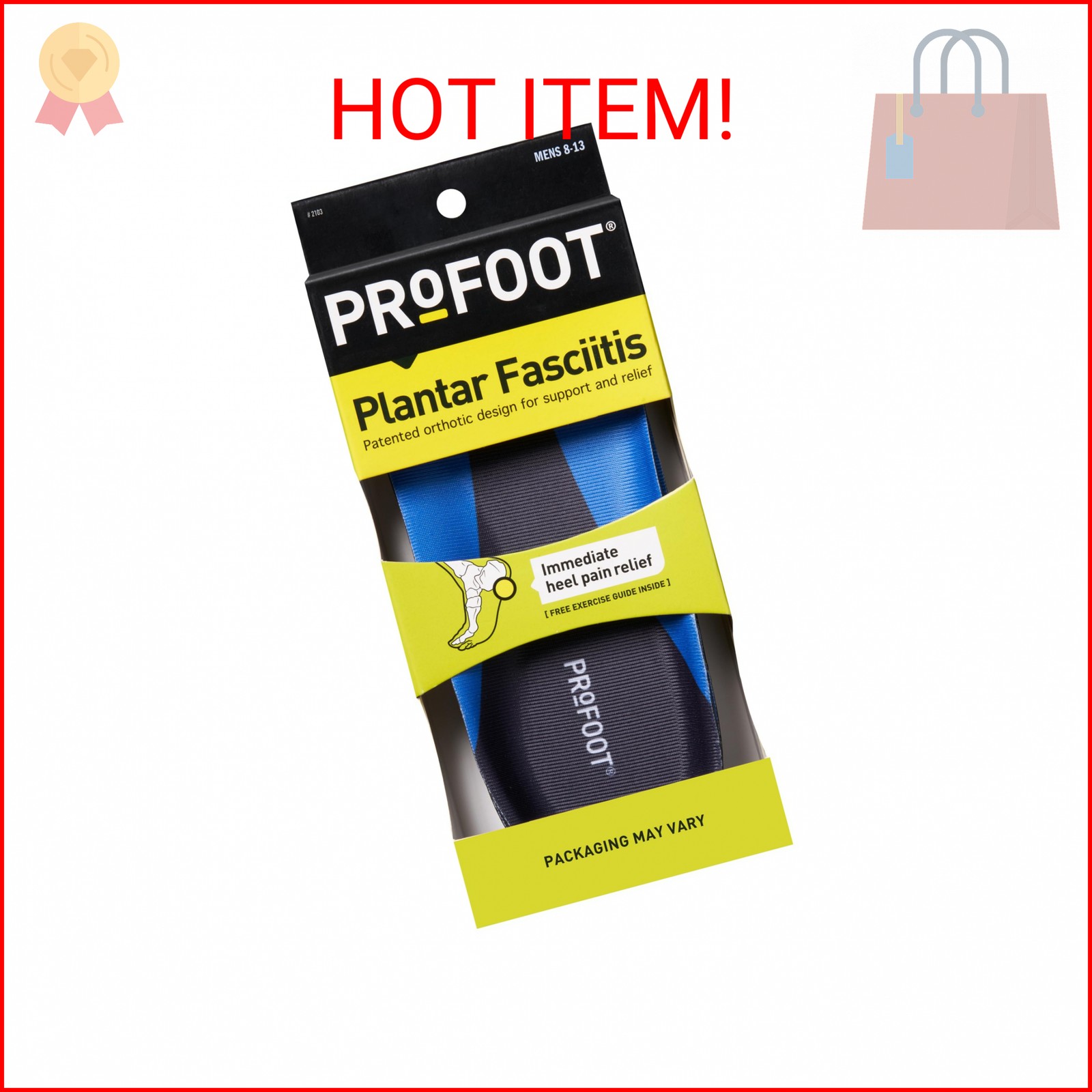 PROFOOT Plantar Fasciitis Orthotic Insoles for Men (Sizes 8-13) – Gel Shoe Inser