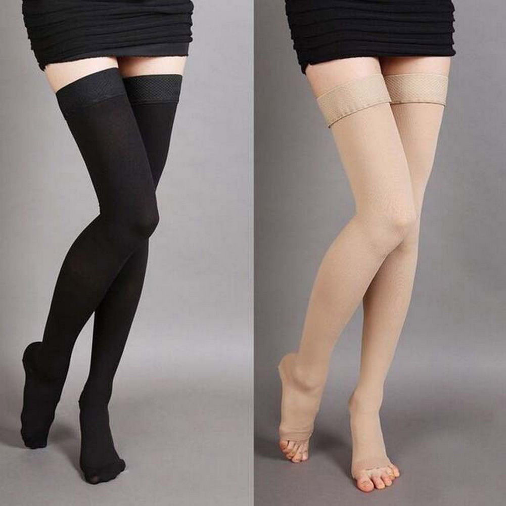 Graduated Medical Compression Thigh High Support Stocking Open/Closed Toe Socks