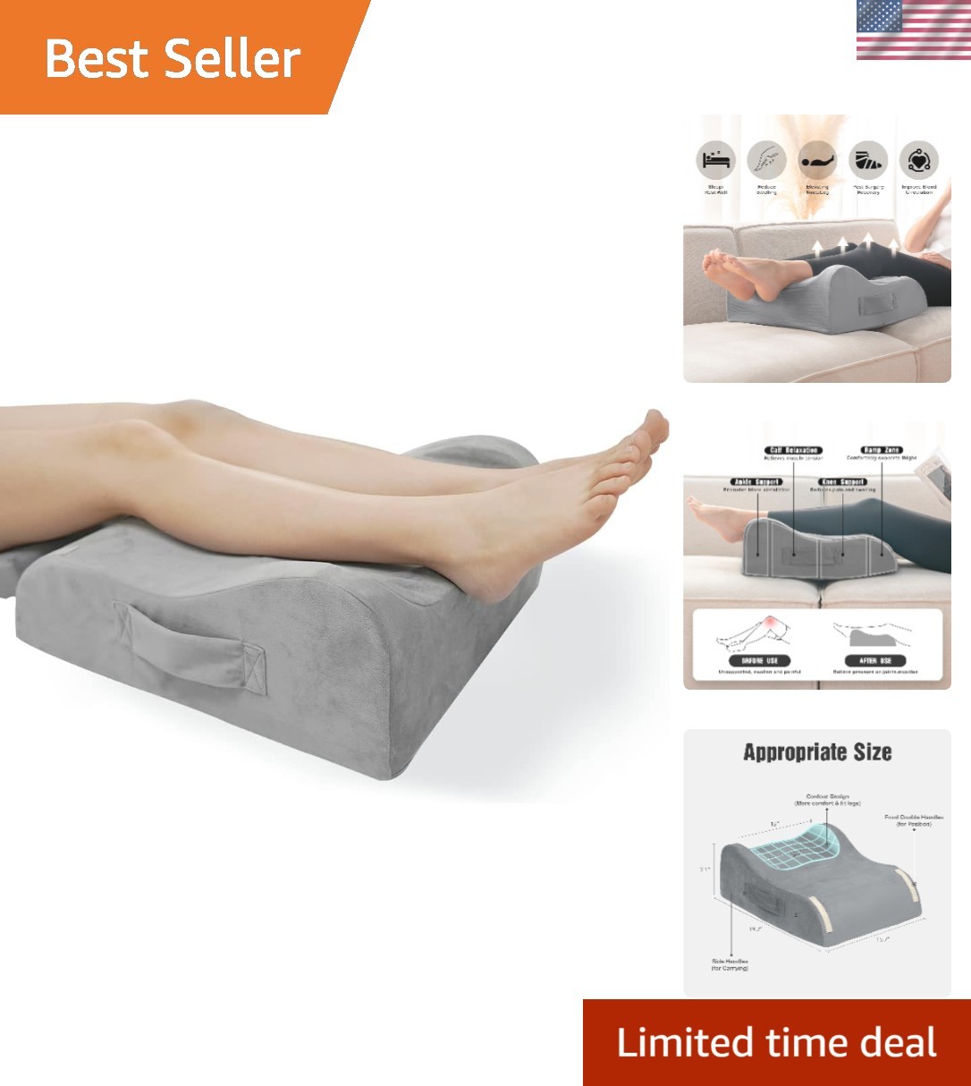 Memory Foam Leg, Knee, Ankle Foot Support and Elevation Pillow for Surgery Re…