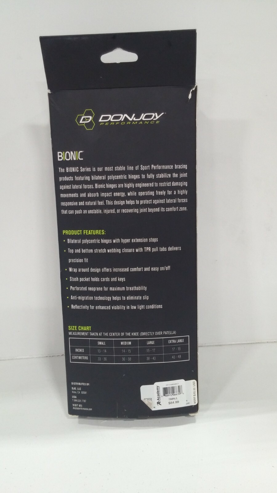 Donjoy Performance Bionic Knee Brace Small, Left or Right Knee, Black