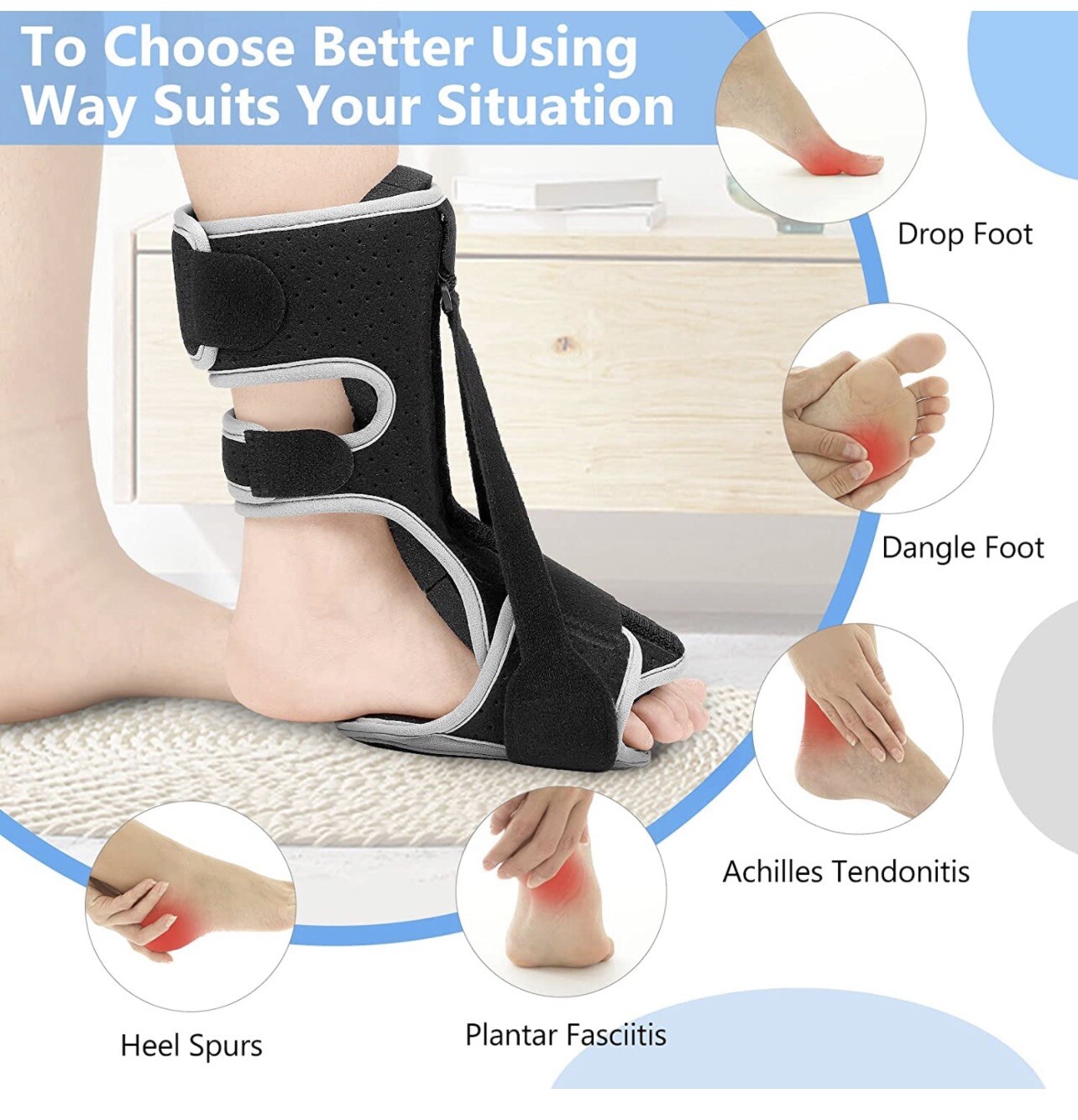Plantar Fasciitis Night Splint Details 1 Pc Black