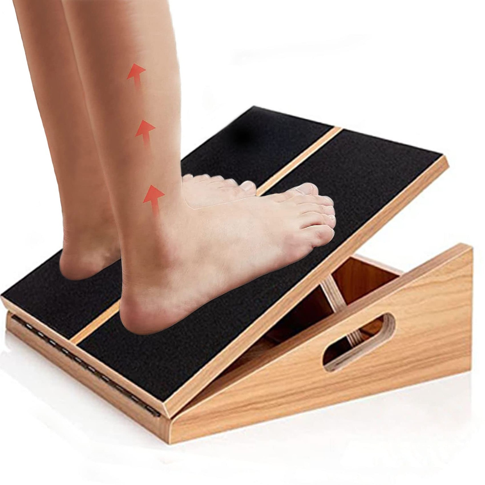 Slant Board for Calf Stretching Wooden Stretcher Medium, Beige and Black