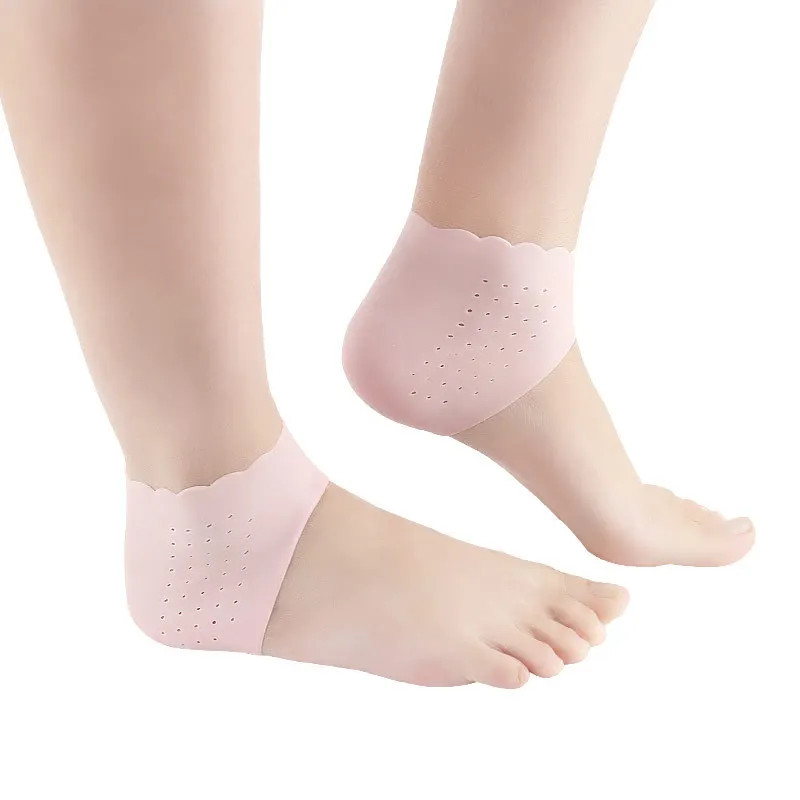 1 Pair Silicone Rubber Gel Socks Anti Cracking Liner Heel Socks Elastic Silicon
