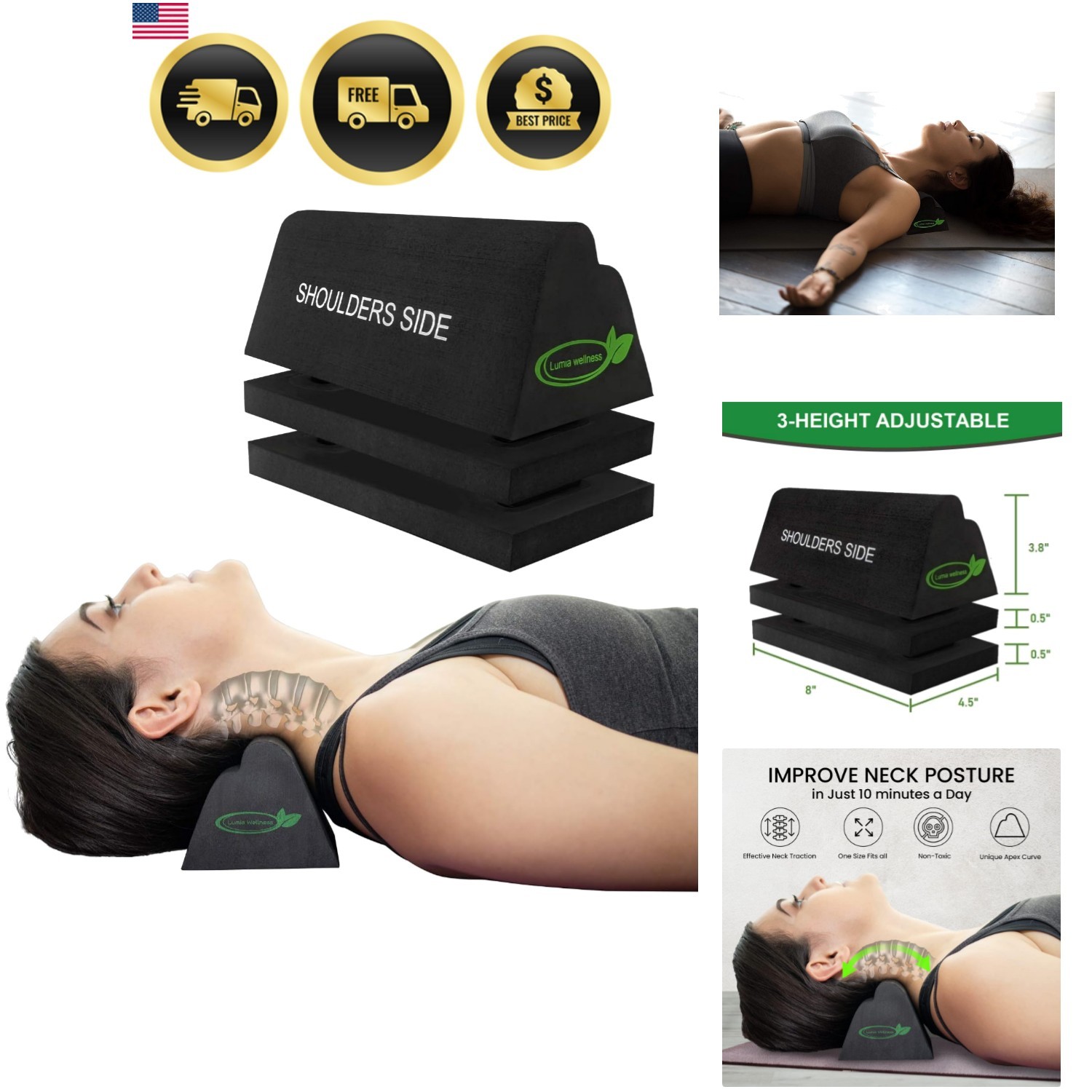 Cervical Orthotic Traction Block, Firm, Spinal & Neck Alignment, Cervical Tra…