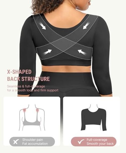 Arm Compression Sleeve Women Post Surgery Front Closure Bra | XX-Large Black
