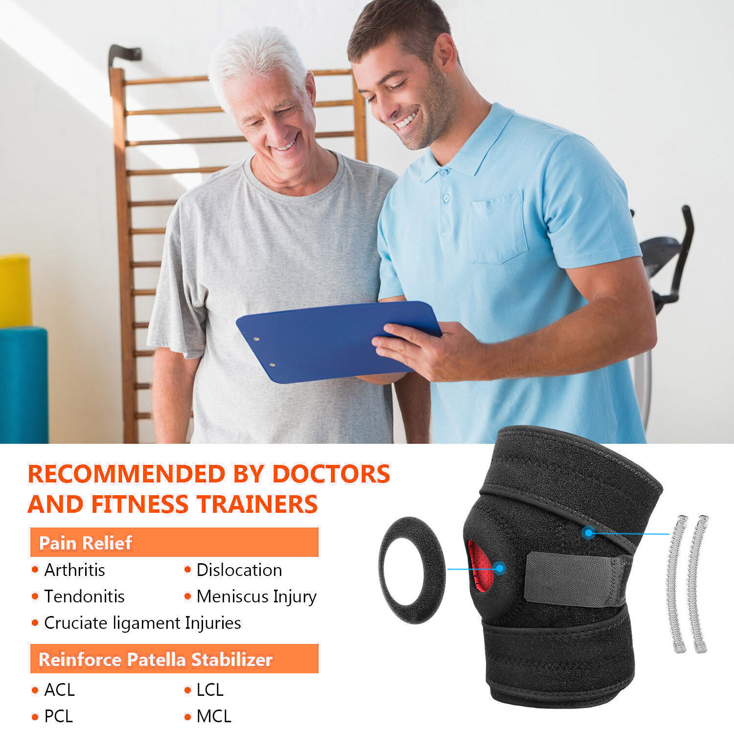 Knee Brace Compression Sleeve Support Sports Joint Arthritis Patella Stabilizer
