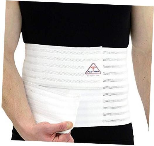 12″ Abdominal Binder for Men, Adjustable & X-Large (Pack of 1) White