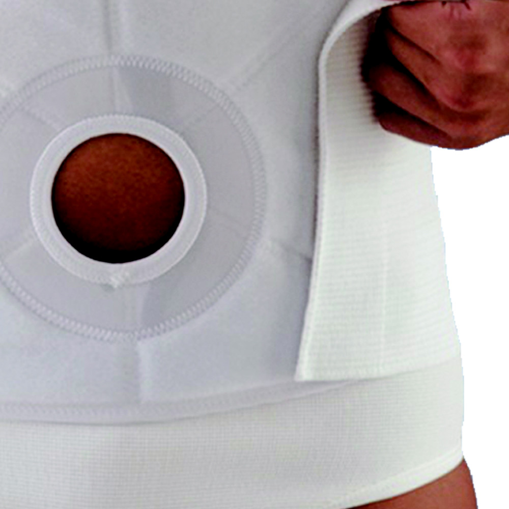 Scudotex brace colostomy band H 24cm and hole panel 10cm white