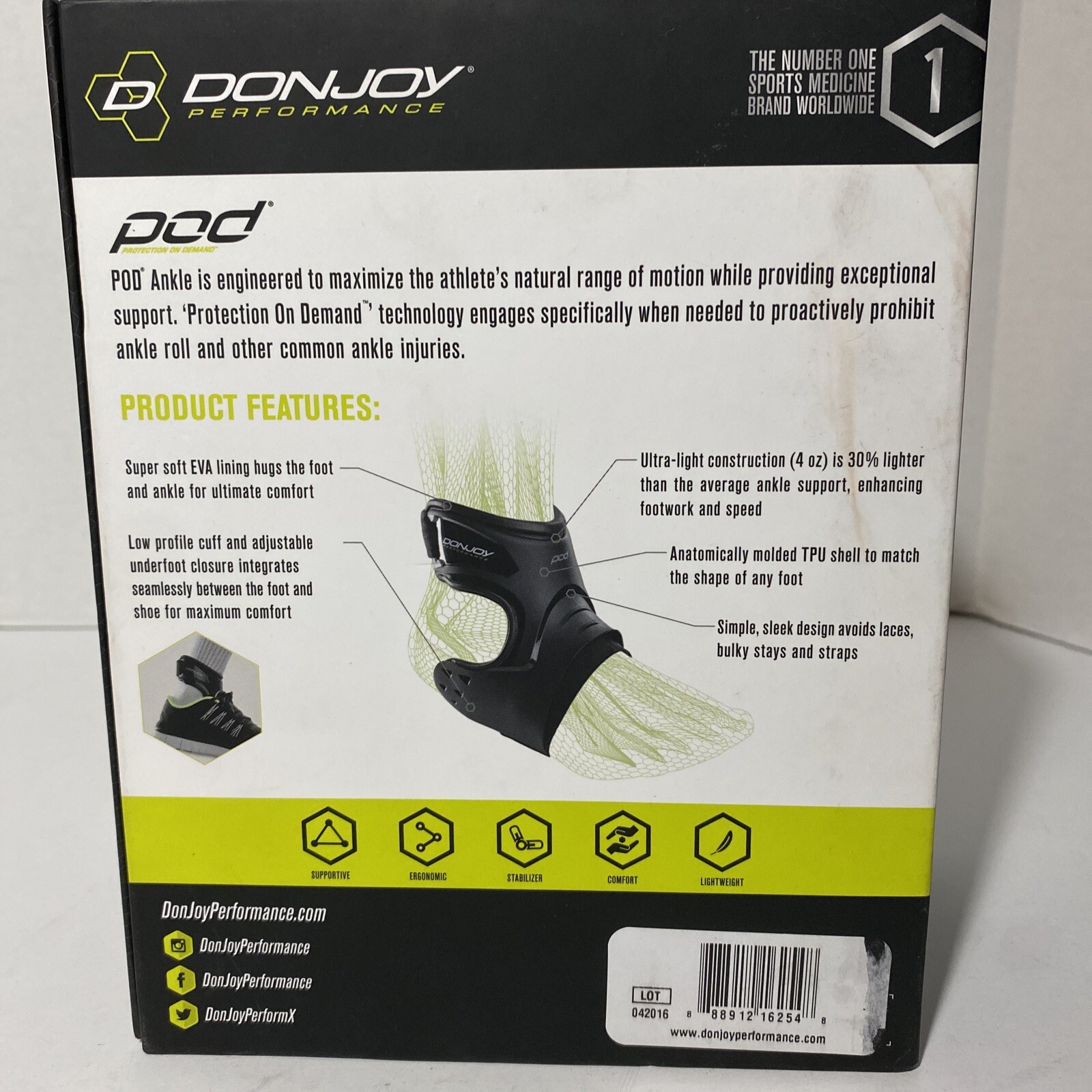 DonJoy Performance Left Ankle Support Brace Size XS-Women’s Size 6.5-8.5 NEW