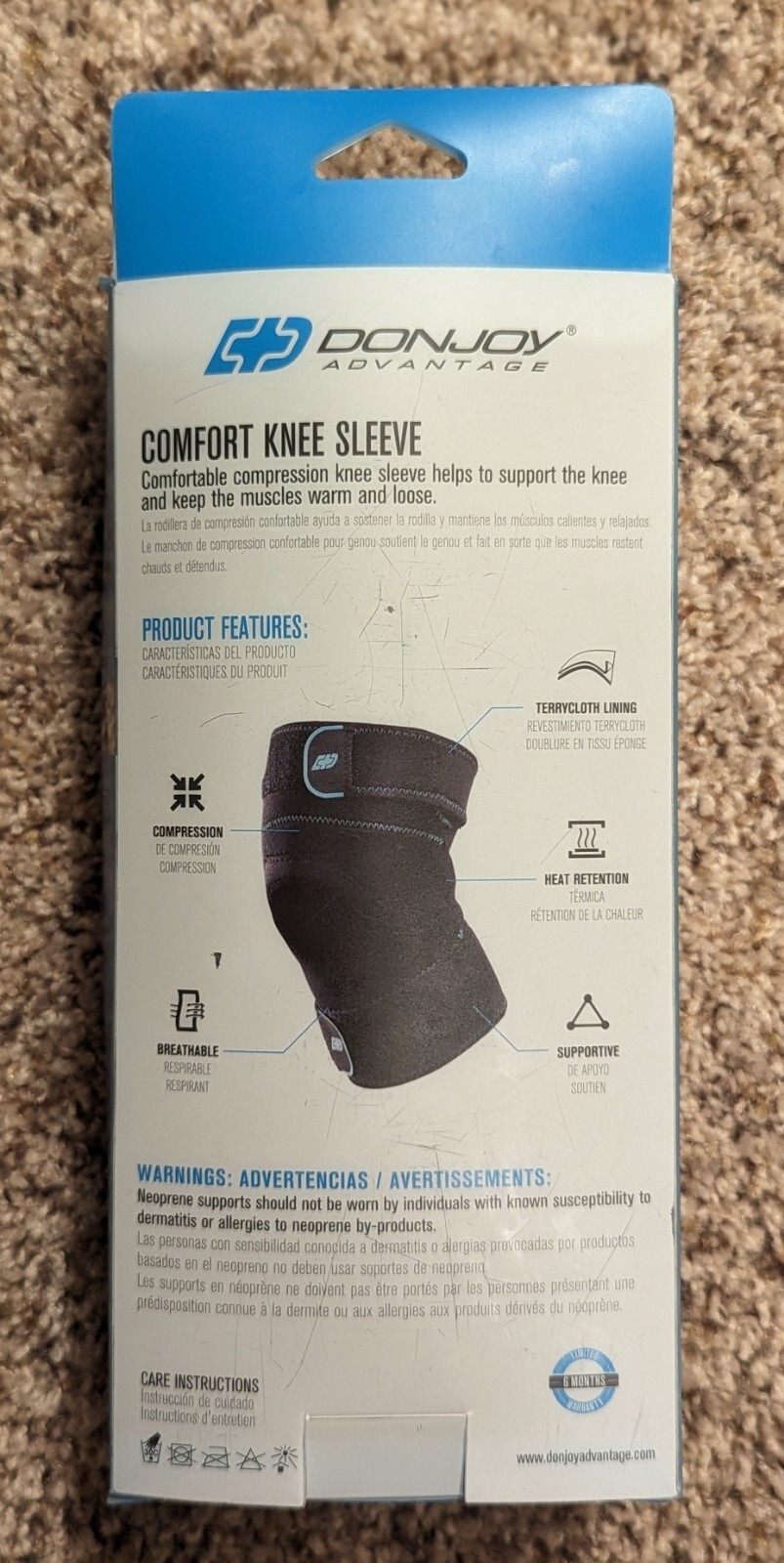 DonJoy Advantage Comfort Knee Sleeve Moderate Compression Medium Black