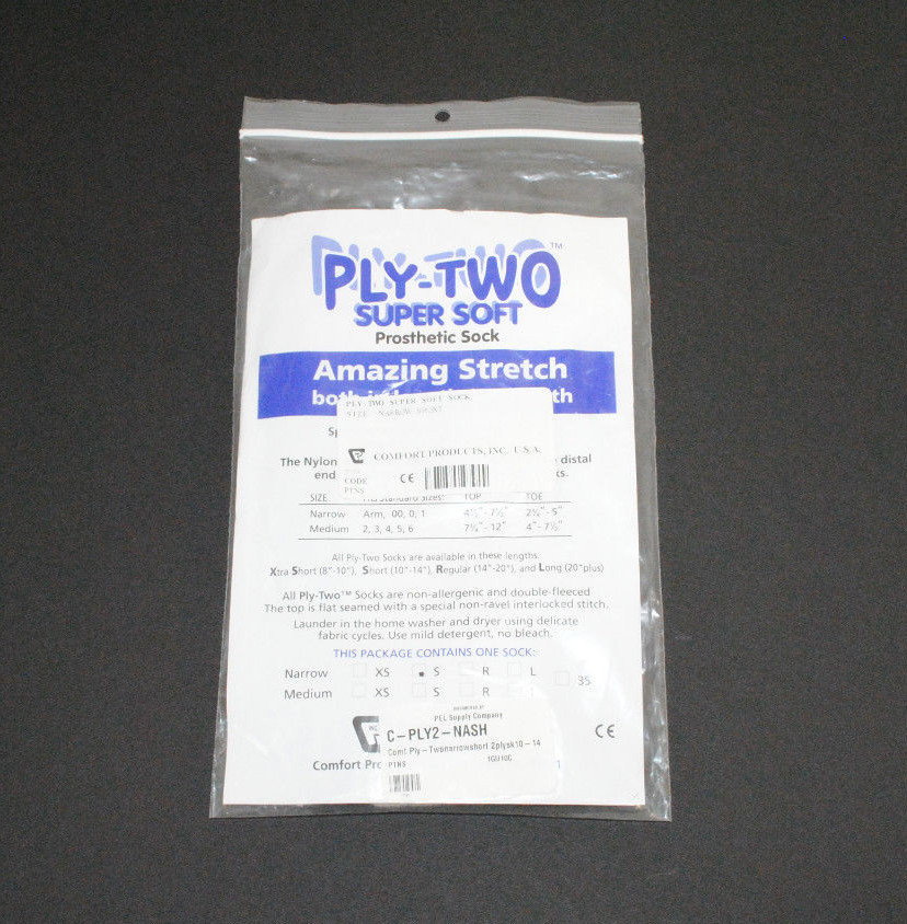 Ply Two Size Narrow Short Stretchy Prosthetic Sock Comfort Products