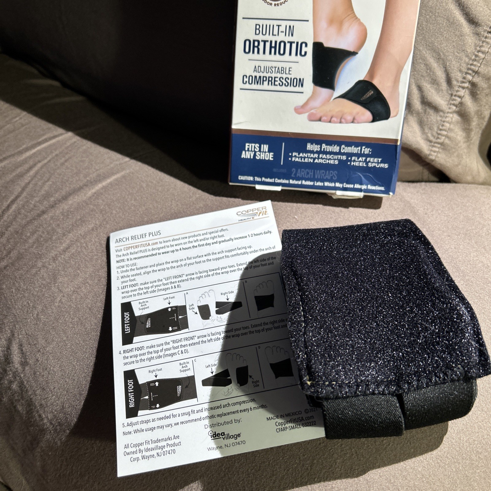 Copper Fit Health Unisex Arch Relief Plus with Built-In Orthotic Support – Black