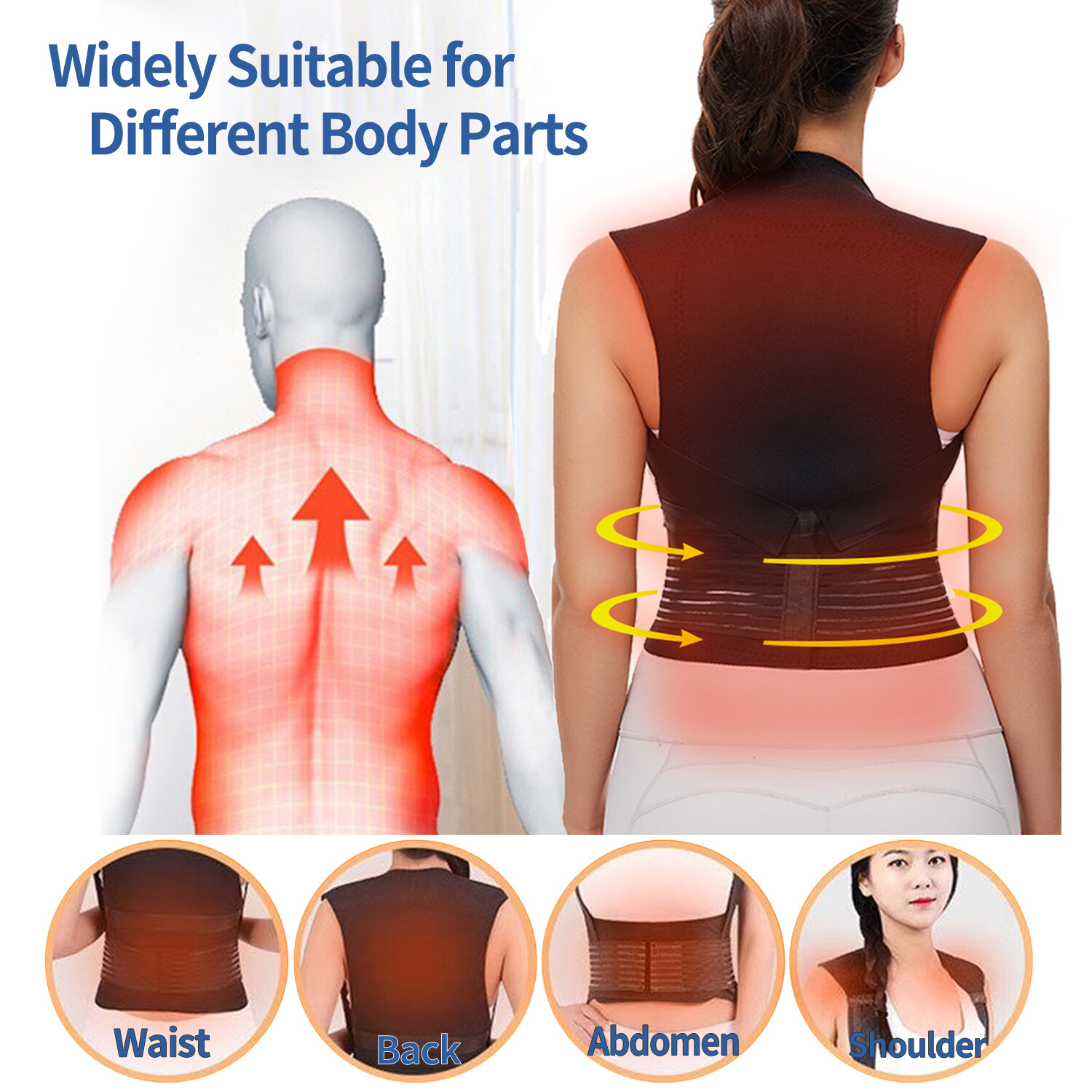 Adjustable MAGNETIC POSTURE CORRECTOR BACK LUMBAR SHOULDER SUPPORT BELT BRACE US