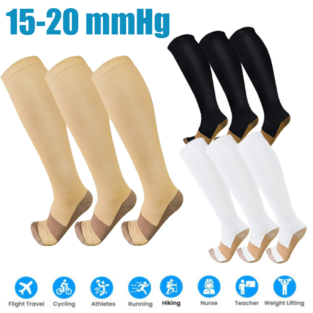 3 Pairs Circulation is Best Daily Unisex 15-20 mmHg Copper Compression Socks