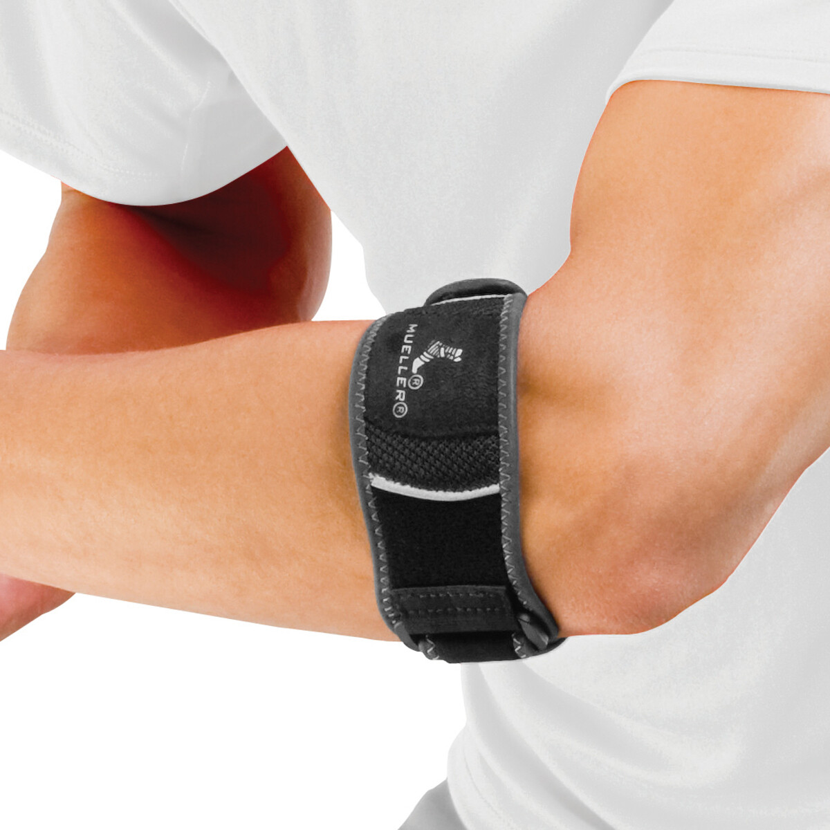 Mueller HG80 Premium Latex & Neoprene-Free Tennis Elbow Brace – L/XL -Black/Gray
