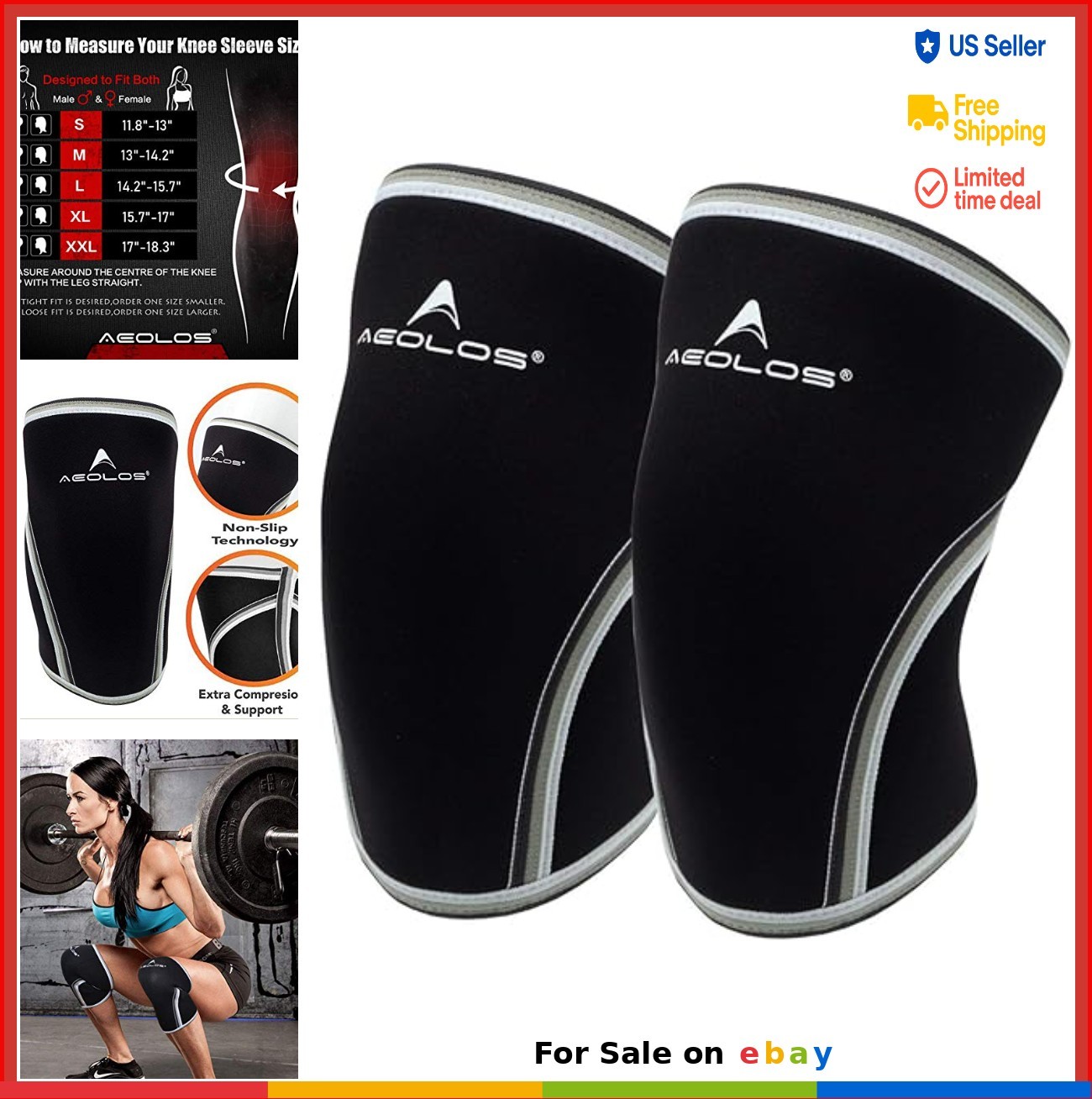 Knee Sleeves 1 Pair 7mm Compression Braces for Heavy Lifting Squats Gym Sports