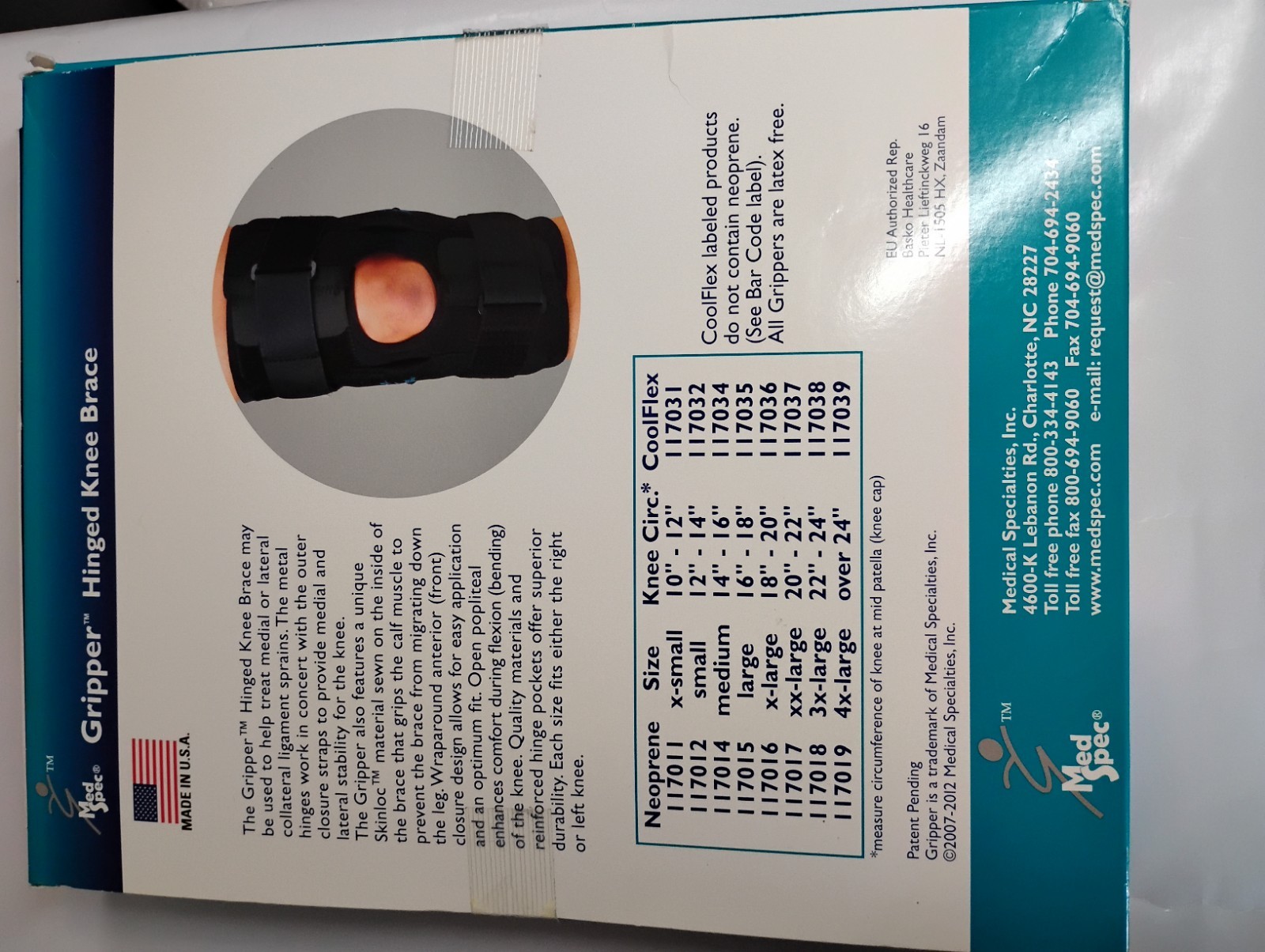 MedSpec GripperTM Hinged Knee Brace 12″ (XX-Large)