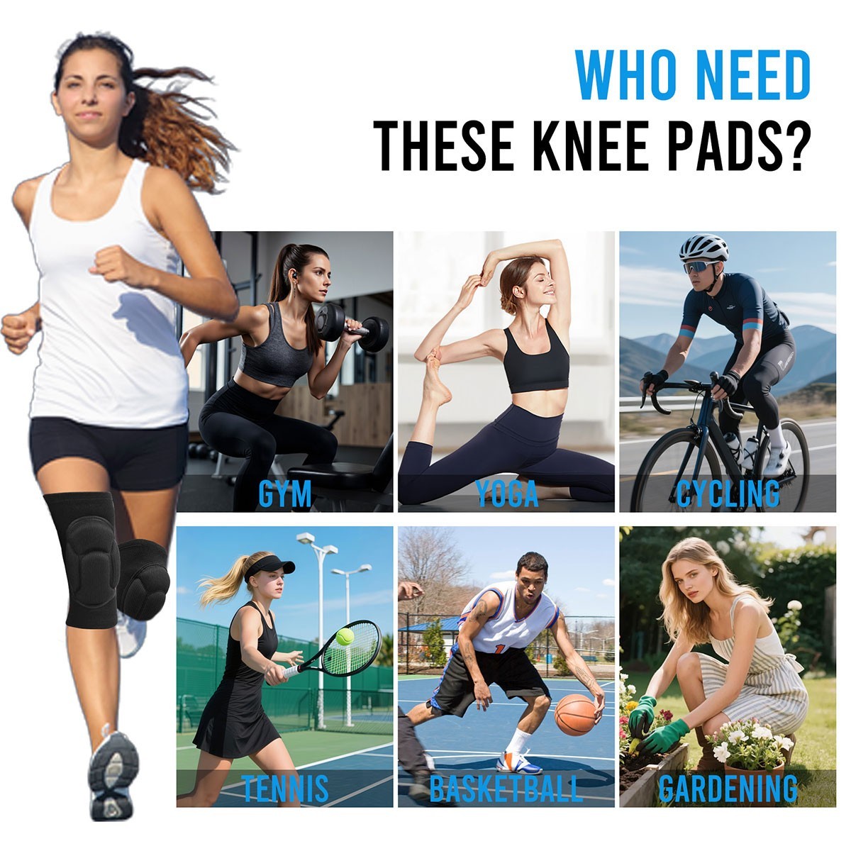 Adjustable Knee Pads Leg Protectors Protective Gear for Sports Work Flooring