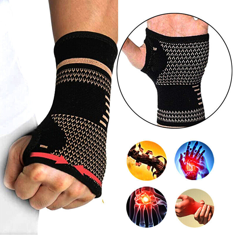 Copper Compression Wrist Support Arthritis Glove Joint Pain Relief Carpal Tunnel