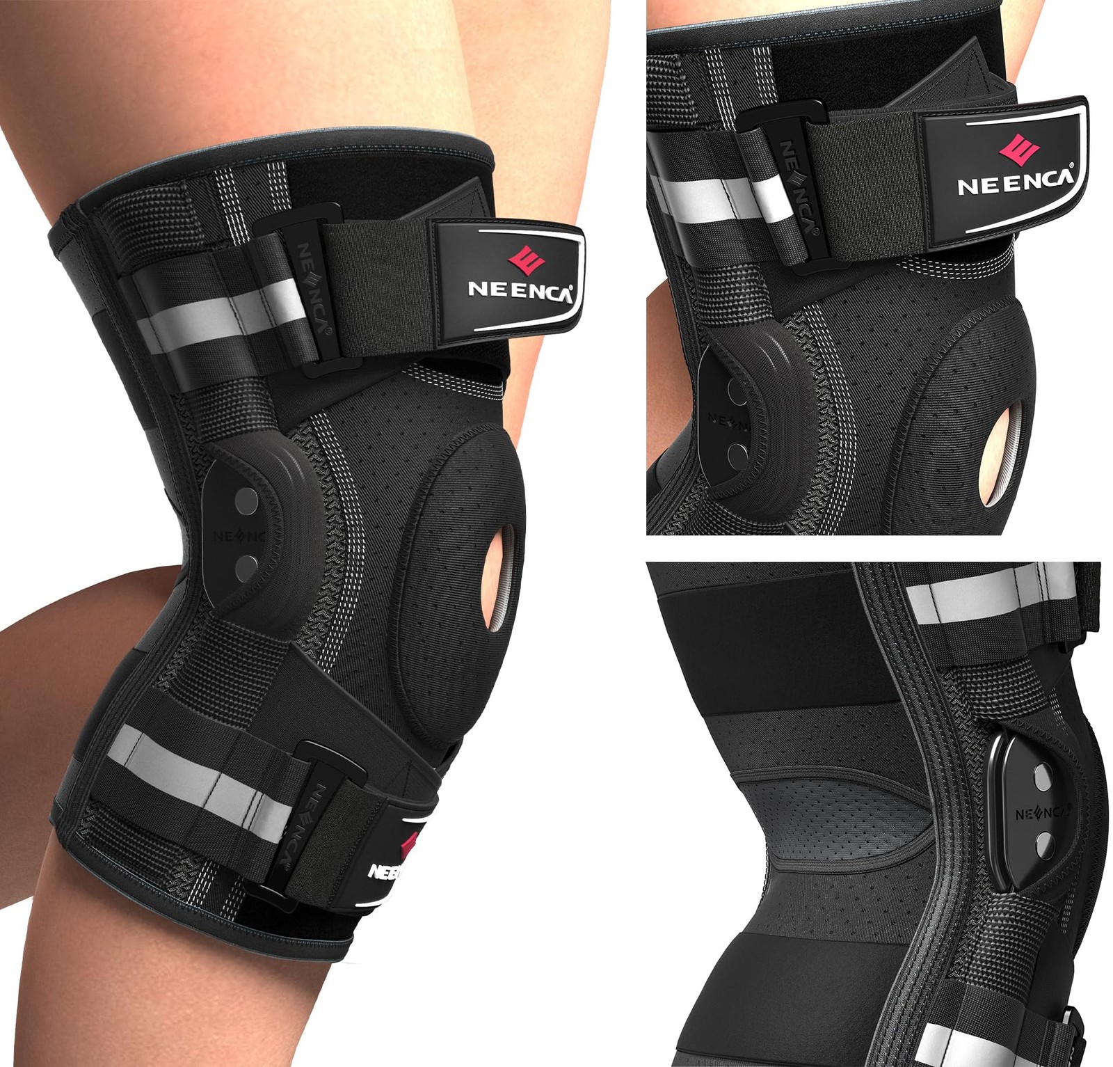 NEENCA Professional Knee Brace, Hinged Support X-Large, Black – Single