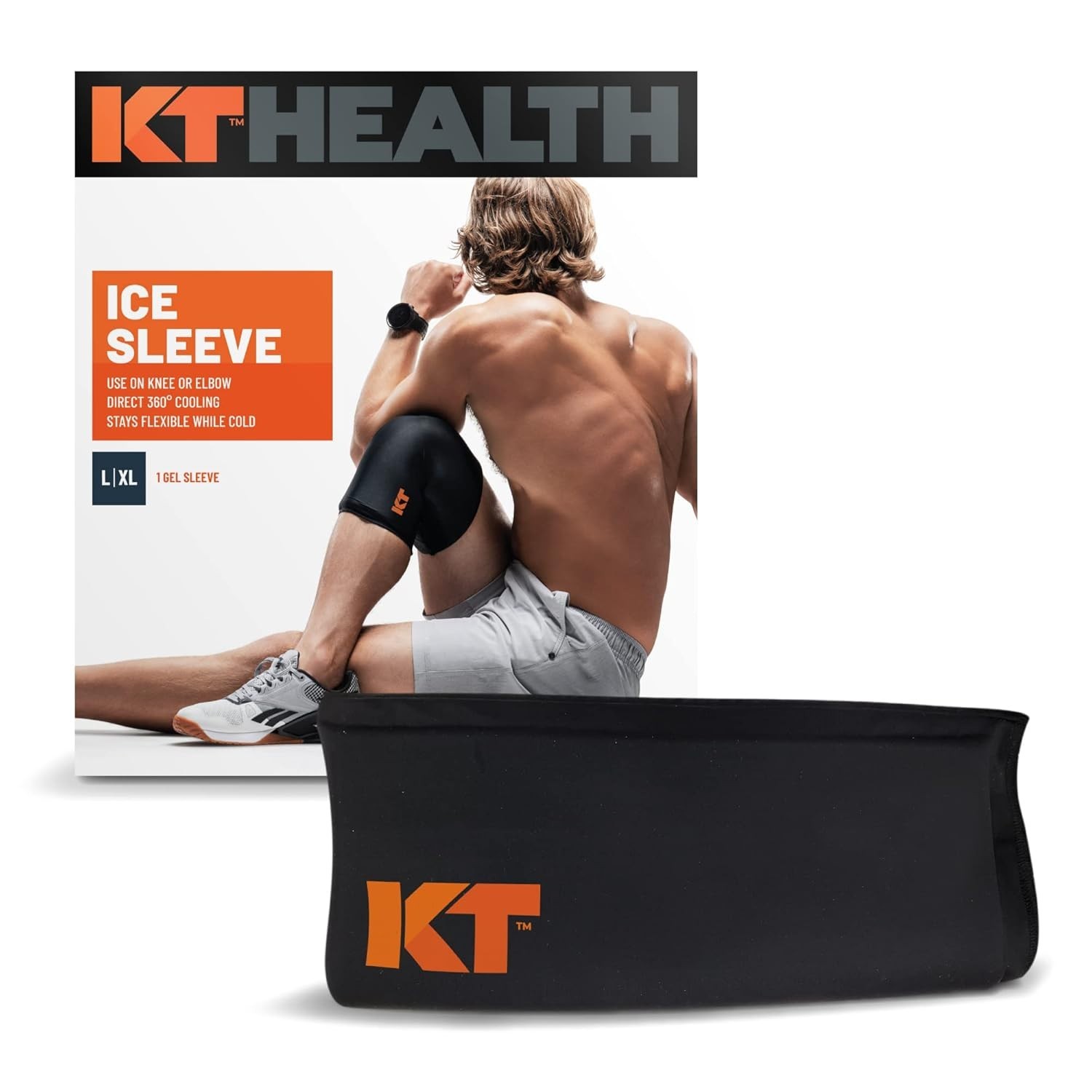 KT Recovery+ Ice Sleeve, Cold Therapy and Flexible Compression Sleeve L/XL