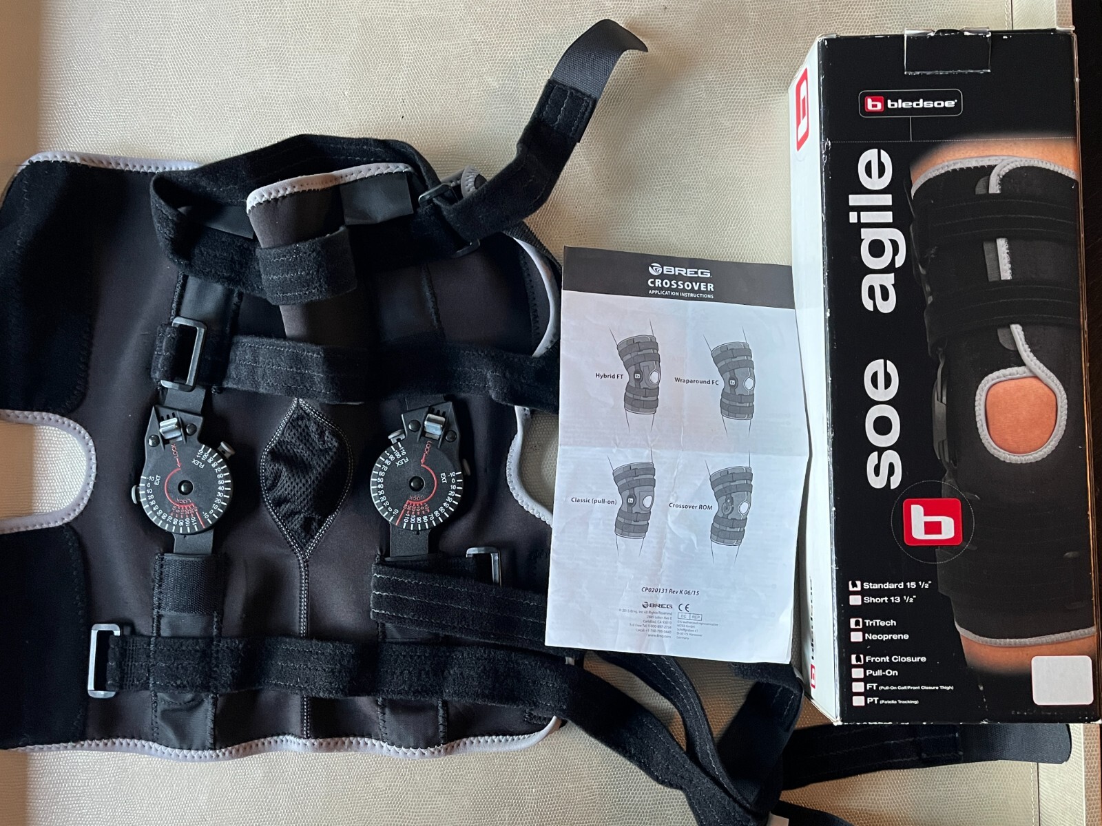 BREG Knee Brace Crossover FC STD ROM Tritech Size Large RK420007 PRE-OWNED w/Box