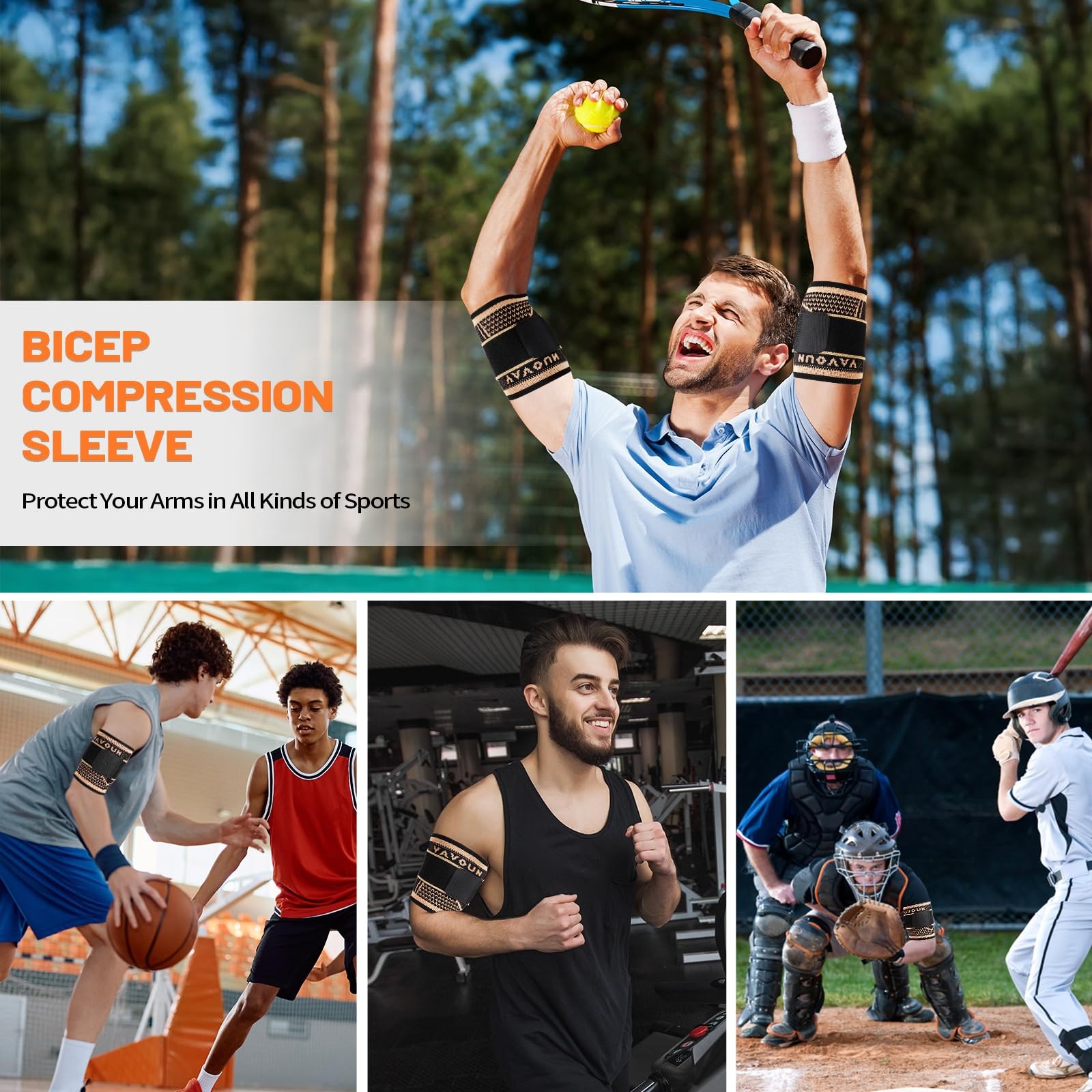 Bicep Tendonitis Brace with Compression Support 1Pair, Triceps Sleeves for Up…