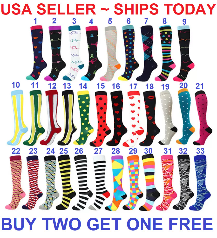 Compression Socks Stockings Knee High Womens Mens Medical 20-30 mmHG S/M – X/XL