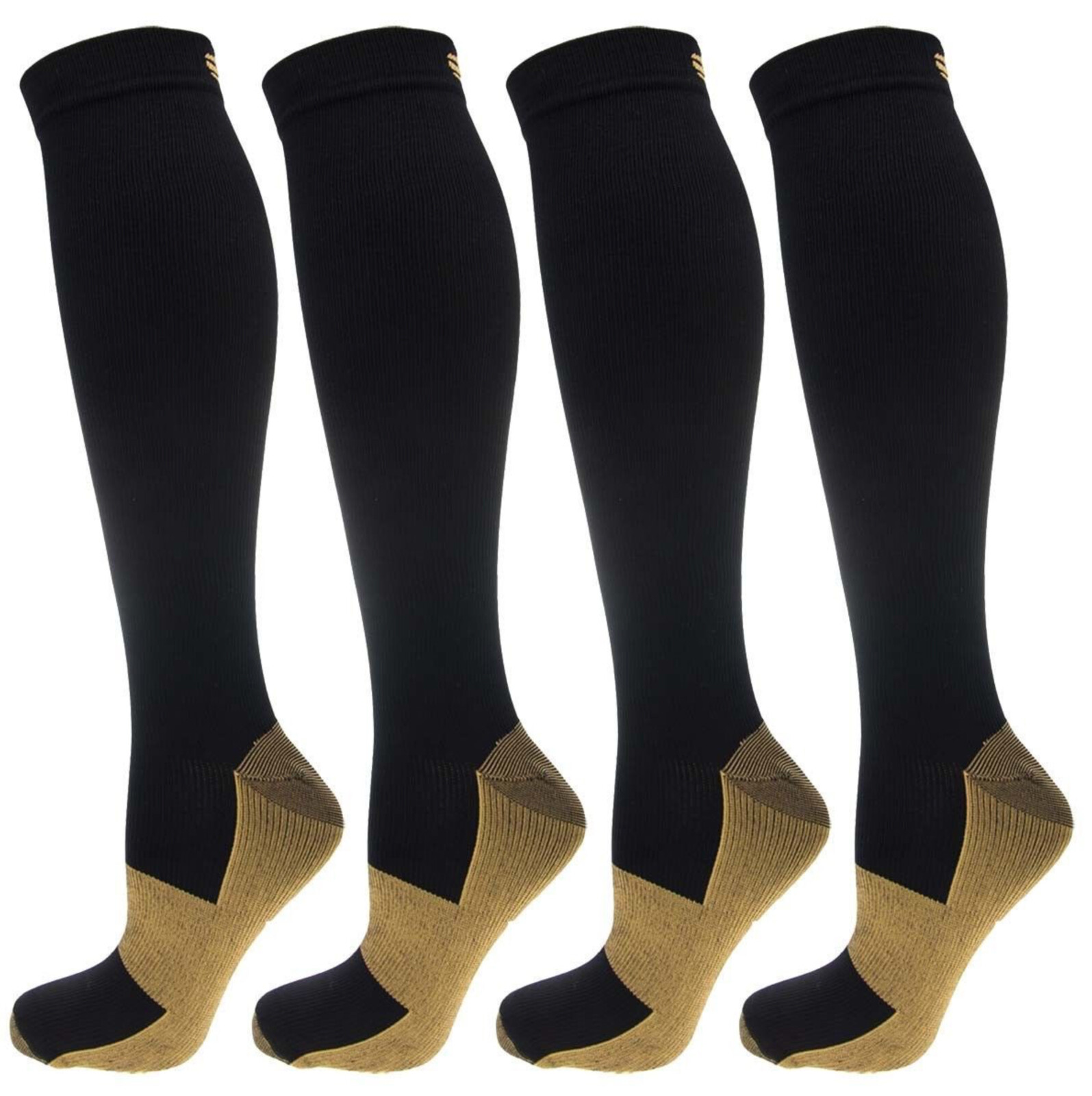 4 Pairs Copper Compression Socks 20-30 mmhg Stockings Graduated Support