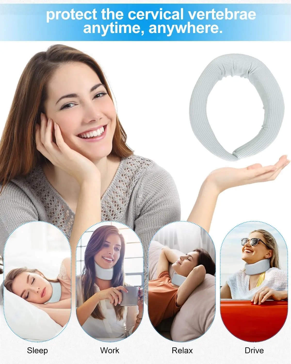 Adjustable Neck Brace Support Wrap Soft Foam Cervical Collar Neck Pain Relief