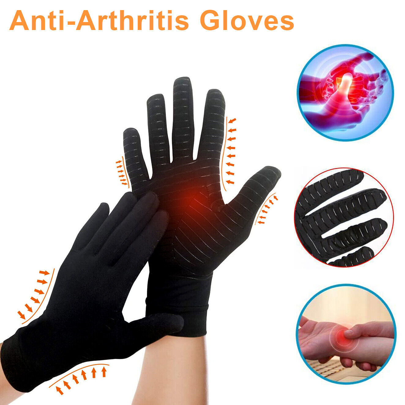 Copper Compression Arthritis Gloves Carpal Tunnel Joint Pain Relief Hand M/L/XL