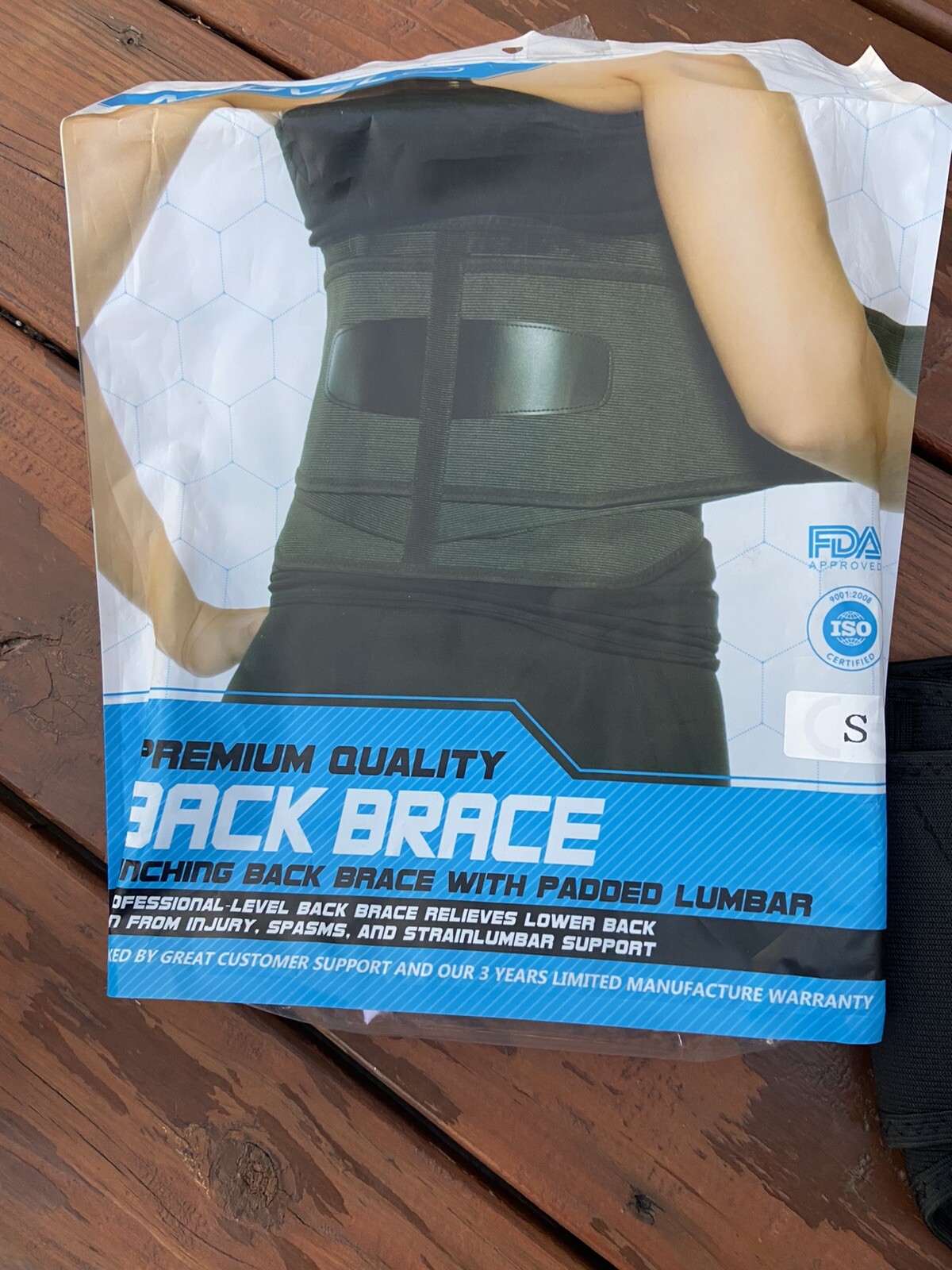 MODVEL Back Brace Premium Quality Cinching With Padded Lumbar Size Small