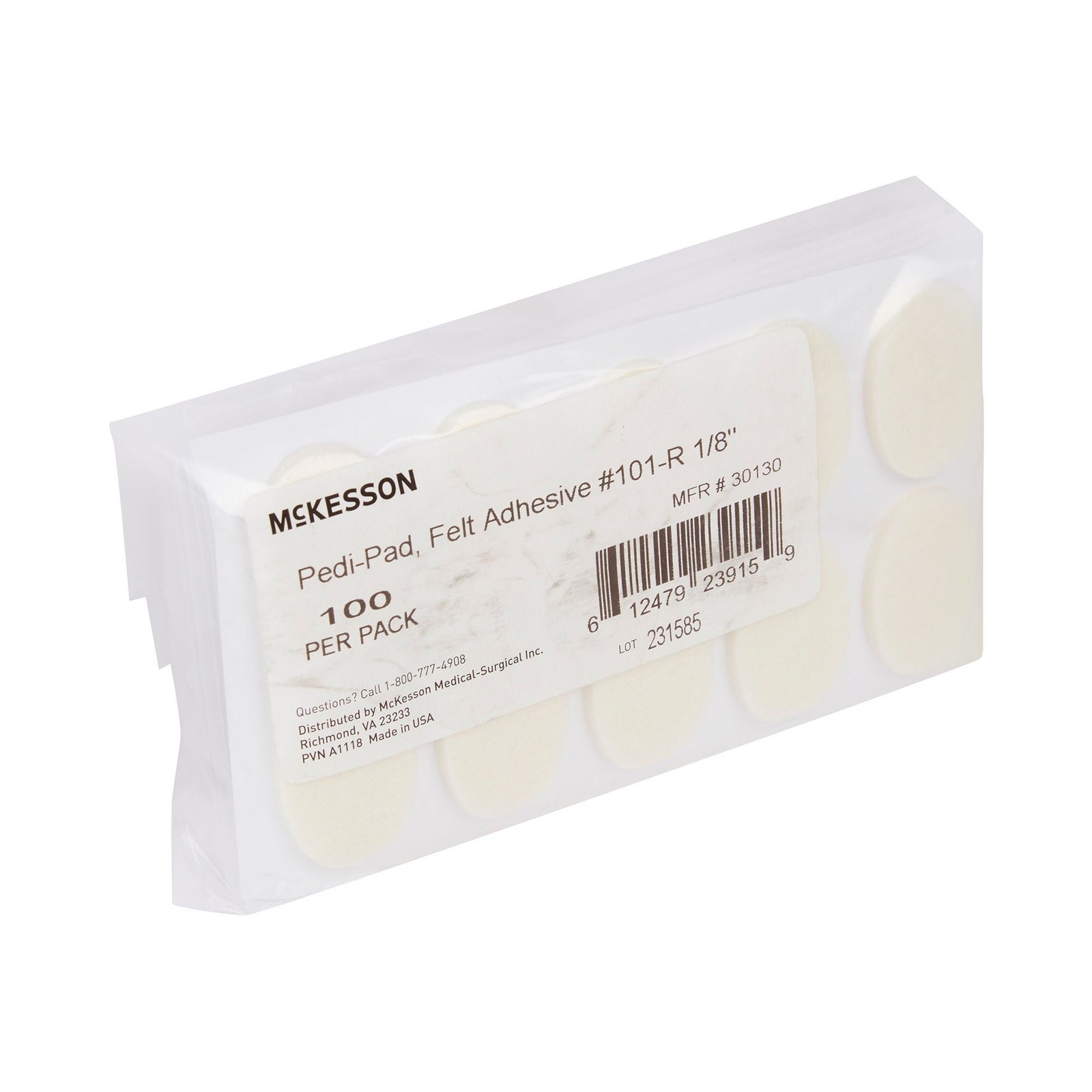 McKesson Pedi-Pad White Protective Pad Adhesive for the Foot 30130 100 Ct