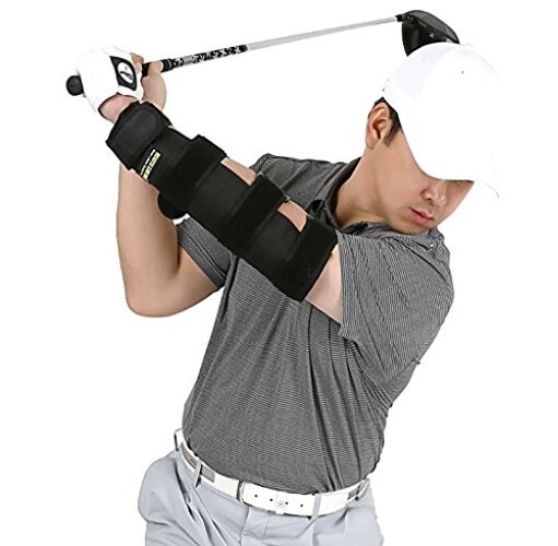 Golf Swing Improvement Tool – Patented 2 lb Weighted Elbow Brace for Precision