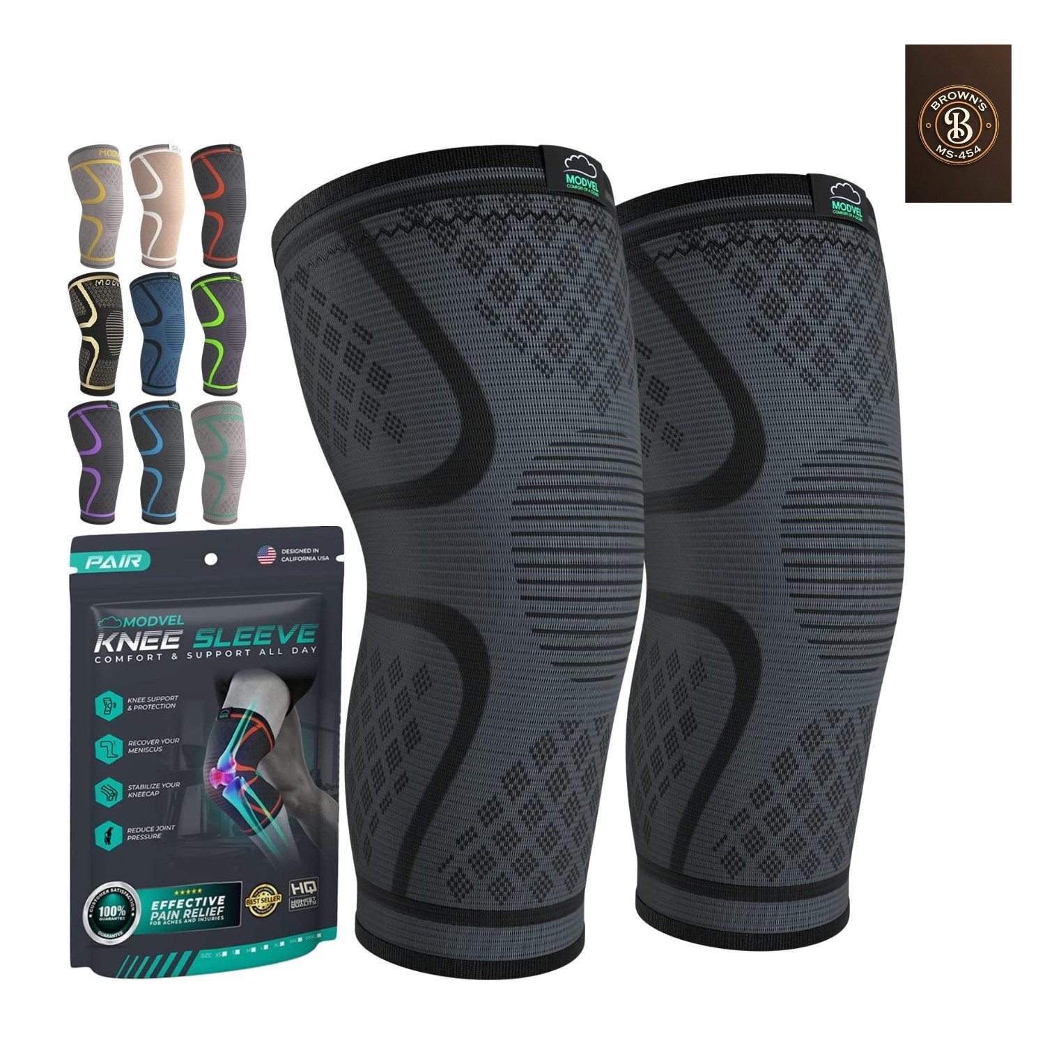 Compression Knee Brace for Women & Men, 2-Pack Knee Brace for Running Knee Pa…