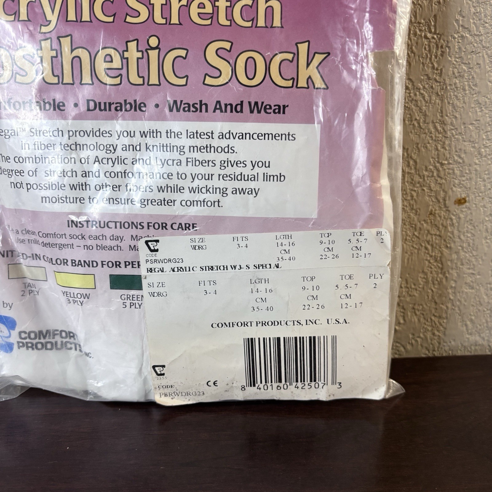 Regal Acrylic Stretch Prosthetic Sock 5 Size WDRG Fits 3-4 – 14”-16” PSRWDRG23