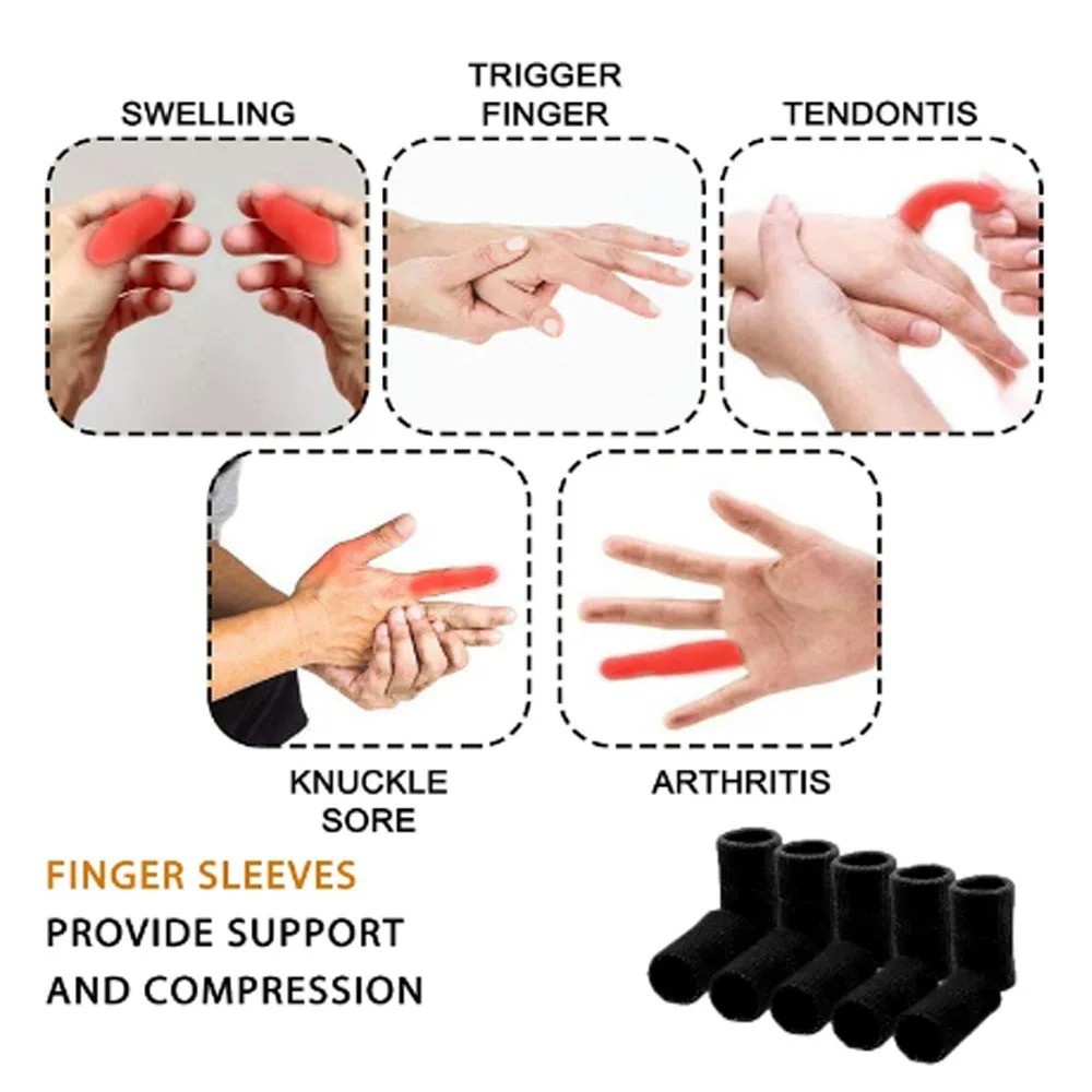 10 pcs Finger Trigger Splint Sleeves Corrector Support Brace Protector Sports